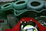 Hungarian Grand Prix. Massa's car becomes embedded in the quadruple layer of tyres. F1 wallpaper 2009 (Photo Images)