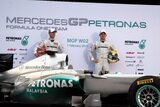 Michael Schumacher and Nico Rosberg. Presentation Formula 1 2011 Mercedes GP PETRONAS MGP W02 (Launch). F1 wallpaper 2011 (HIGH RESOLUTION PHOTO) Michael Schumacher and Nico Rosberg. Presentation Formula 1 2011 Mercedes GP PETRONAS MGP W02. F1 wallpaper 2011 (HIGH RESOLUTION PHOTO)