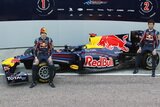 Sebastian Vettel and Mark Webber. Presentation Formula 1 2011 Red Bull RB7. F1 wallpaper 2011 (HIGH RESOLUTION PHOTO)