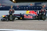 Sebastian Vettel and Mark Webber. Presentation Formula 1 2011 Red Bull RB7. F1 wallpaper 2011 (HIGH RESOLUTION PHOTO)
