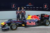 Sebastian Vettel and Mark Webber. Presentation Formula 1 2011 Red Bull RB7. F1 wallpaper 2011 (HIGH RESOLUTION PHOTO)