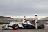 Kamui Kobayashi and Sergio Perez. Presentation Formula 1 Sauber C30. F1 wallpaper 2011 (HD PHOTO)