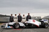 Kamui Kobayashi and Sergio Perez. Presentation Formula 1 Sauber C30. F1 wallpaper 2011 (HD PHOTO)