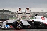 Kamui Kobayashi and Sergio Perez. Presentation Formula 1 Sauber C30. F1 wallpaper 2011 (HD PHOTO)