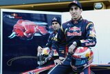 Sebastien Buemi and Jaime Alguersuari. Launch Formula 1 Toro Rosso STR6. F1 wallpaper 2011 (HIGH RESOLUTION PHOTO) Sebastien Buemi and Jaime Alguersuari. Presentation Formula 1 Toro Rosso STR6. F1 wallpaper 2011 (HD PHOTO)