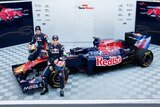 Sebastien Buemi and Jaime Alguersuari. Presentation Formula 1 Toro Rosso STR6. F1 wallpaper 2011 (HD PHOTO)